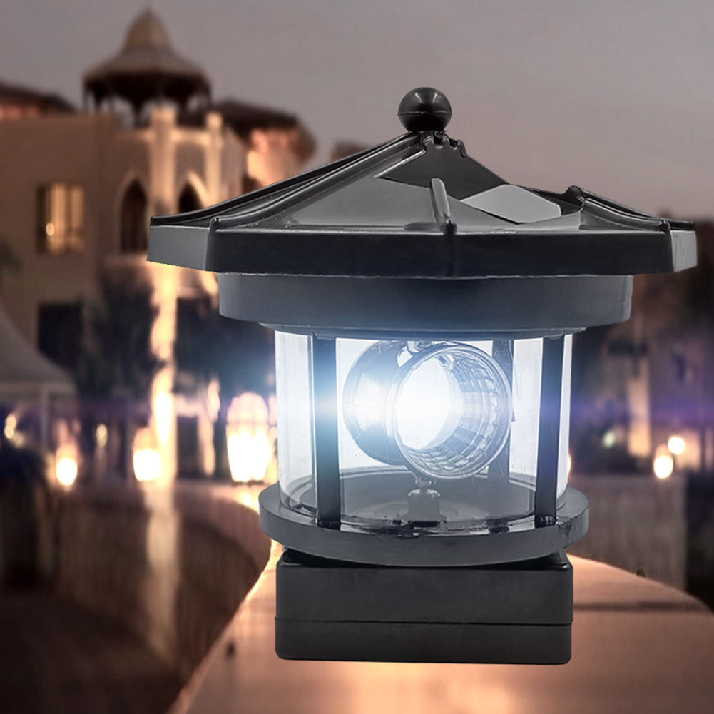 【Must-Have Style】 Lighthouse Solar LED Fence Decor Smart Sensor Beacon Rotating Beam Lamp.