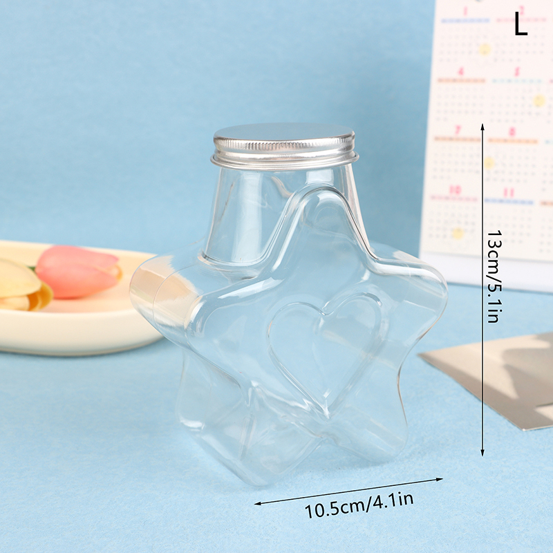 Star Shaped Doll Ornament Storage Box Plastic Bottle With Lids Food Storage Container Wide Mouth Jar Reusable Cookie Container.