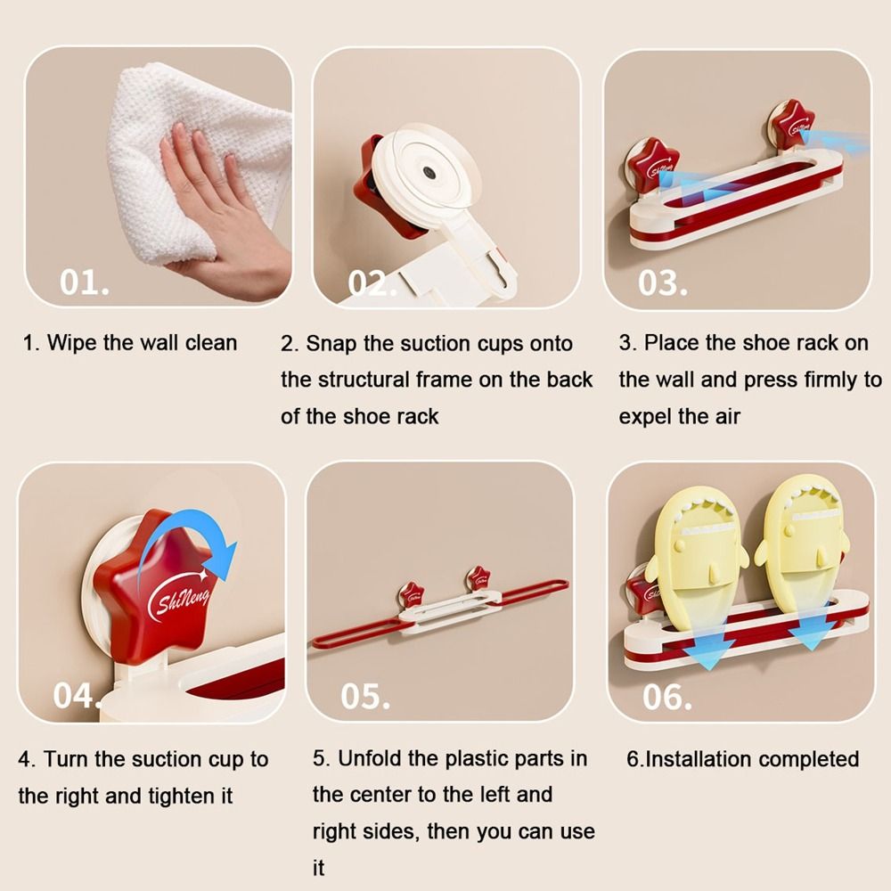 Plastic Suction Cup Shoes Rack Wall Mounted Waterproof Shoe Drying Rack ...