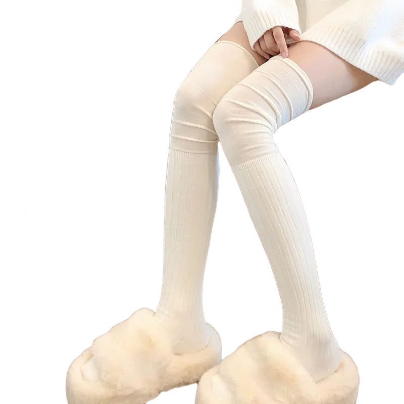 Women Over Knee Long Sock Cashmere Thermal Stocking Autumn And Winter Warm  Milky White Stockings Fashion Korean Super Fairy Socks