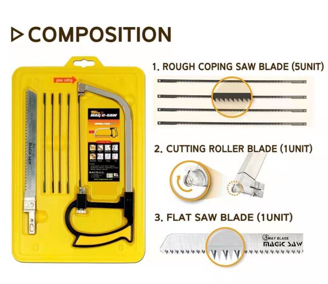 Jack-Store 8-in-1 Magic Saw Hand Tool Kit - DIY Multi-Purpose Saw For Metal, Wood, Glass & Tile
