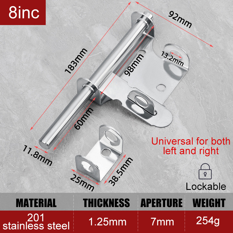 304 stainless steel door bolt latch wooden door anti-theft door buckle door lock sliding bolt door latch Stainless steel swivel bolts swivel slide horizontal bolts swivel latches horizontal latches