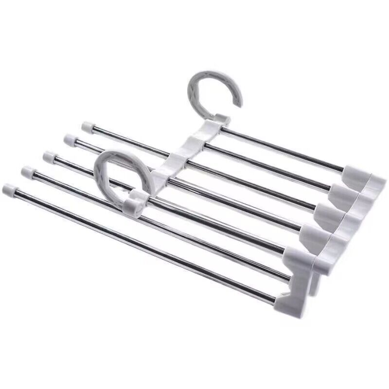 Giá treo quần năm tầng bằng thép không gỉ nhiều chức năng nhiều lớp có thể gập lại chống trượt tủ quần áo giá treo quần ma thuật kẹp quần