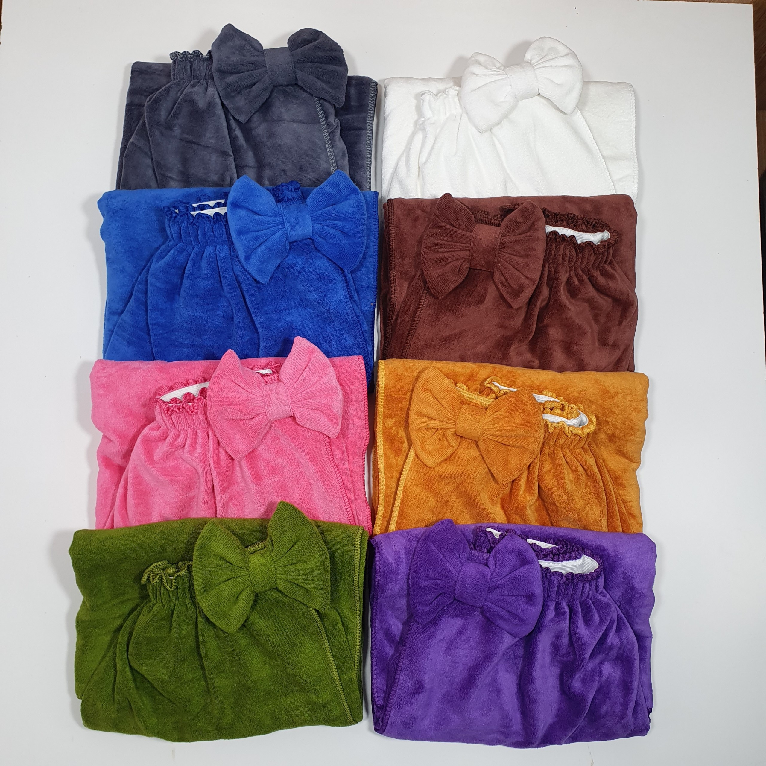 Váy Quây Spa Kèm Khăn Quấn Đầu Chất Microfiber Cao Cấp