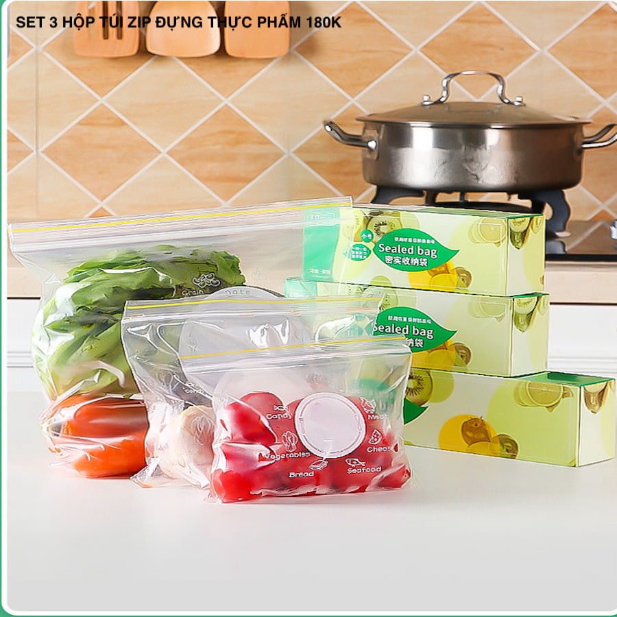 Set 3 túi zip đựng thực phẩm có khóa