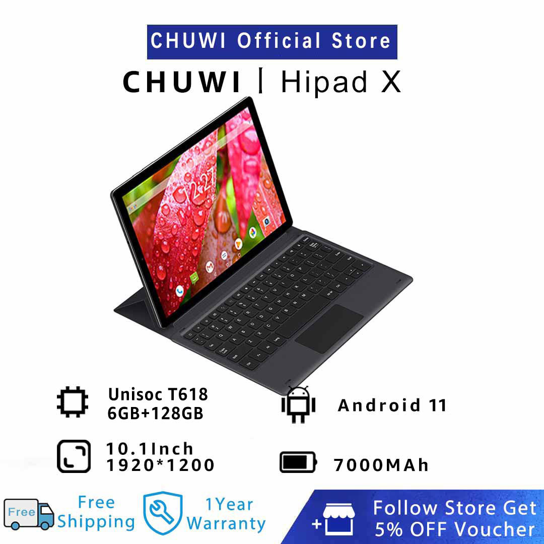 CHUWI Hàng chính hãng Máy tính bảng Hipad X hệ điều hành Android 11 OS, màn hình 10.1 inch Unisoc T618 bộ xử lý Octa Core 6GB 128GB ROM UFS 2.1, sim kép hỗ trợ 4G LTE