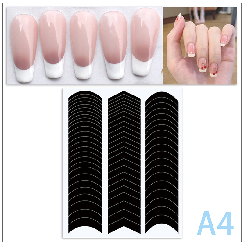 French Manicure Edge Auxiliary Nail Sticker Moon V Self-Adhesive Nail Tip.