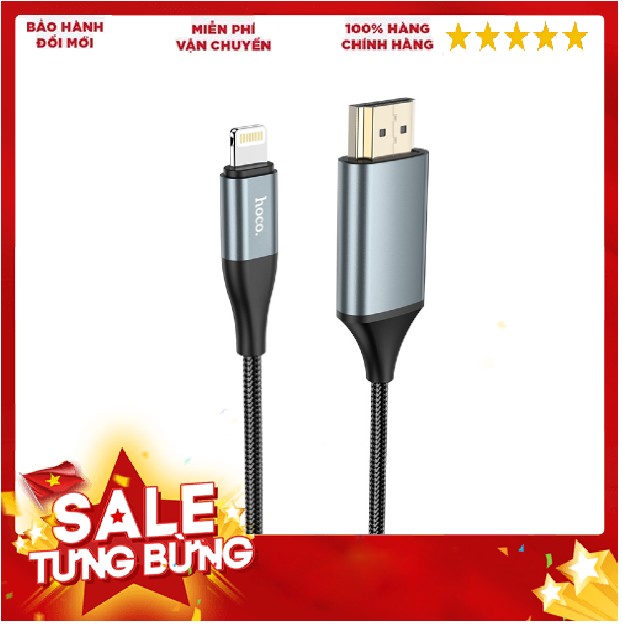 Đầu chuyển đổi từ chân iphone, ipad sang chân HDMI cao cấp HOCO UA15 2m dành cho học online bảo hành chính hãng