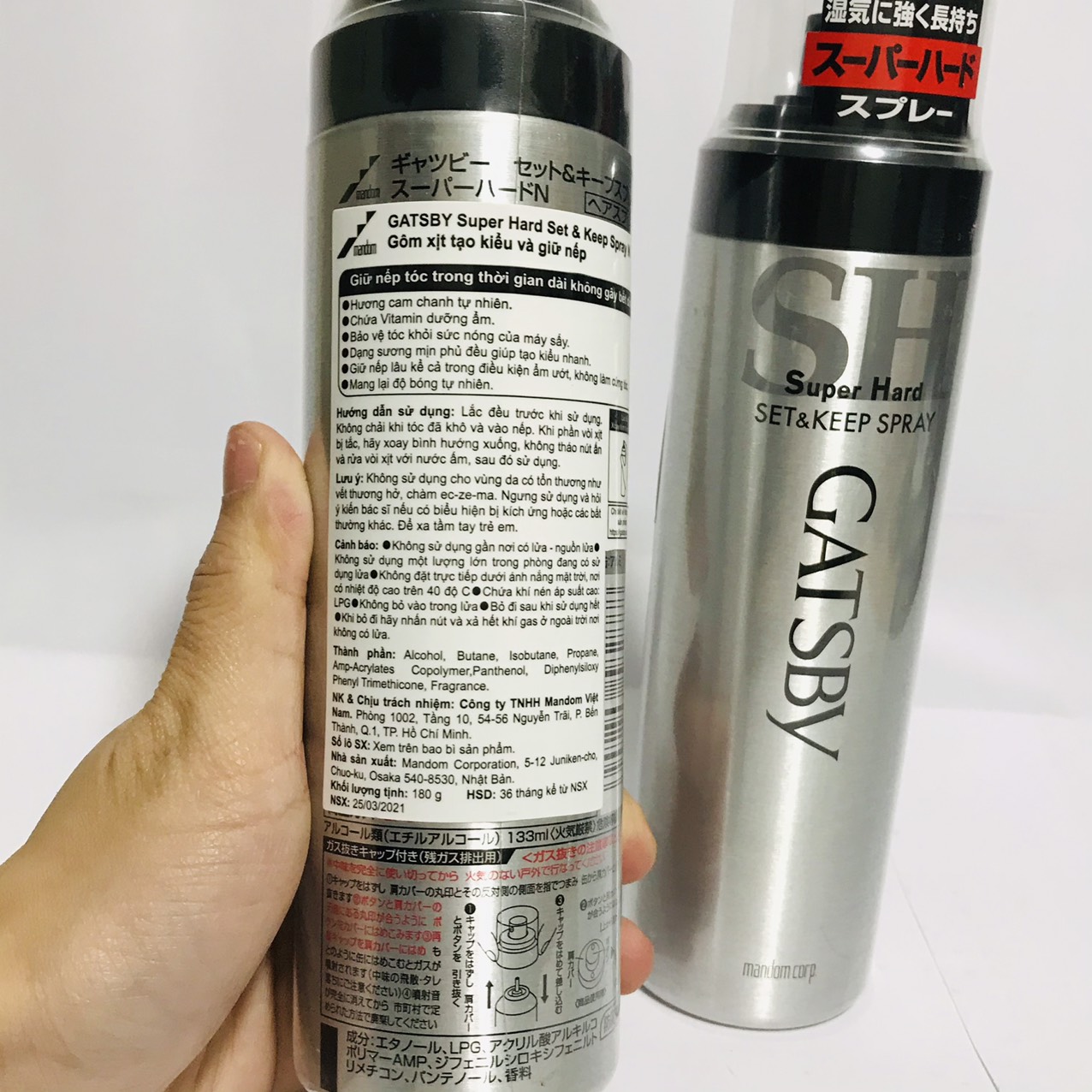 Gôm xịt tạo kiểu tóc GATSBY SET & KEEP SPRAY SUPER HARD 180g