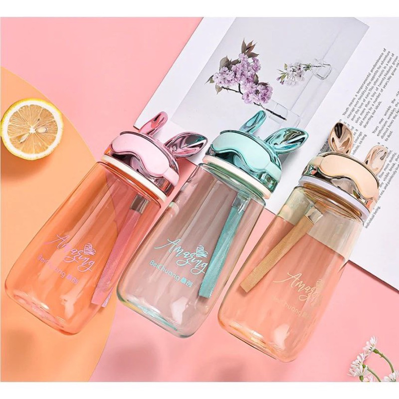 BOTOL MINUM AMAZING RABBIT VIRAL SHINY BUNNY KELINCI 600ML | Lazada ...