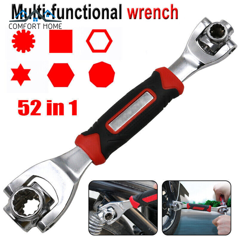 Adjustable Wrench Multipurpose 52-in-1 Wrench 360 Degree Rotation Multi-functional Spanner Car Repair Tool