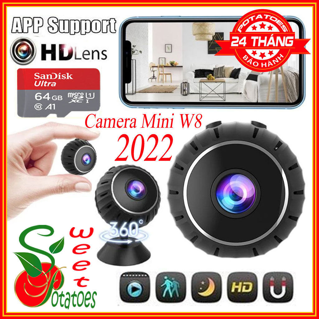 [Hot 2022 - Bảo Hành 24 Tháng] Camera Mini Wifi W8 Hồng Ngoại IP HD 1080P Máy Quay An Ninh...