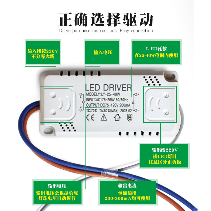 WM Ballast current transformer rectifier flat panel light monochrome constant ceiling light three-color LED ballast segment driver power supply