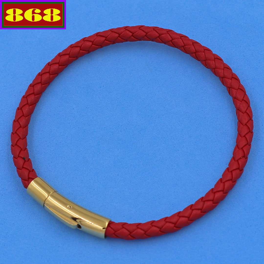 Vòng tay dây da đỏ 5 ly