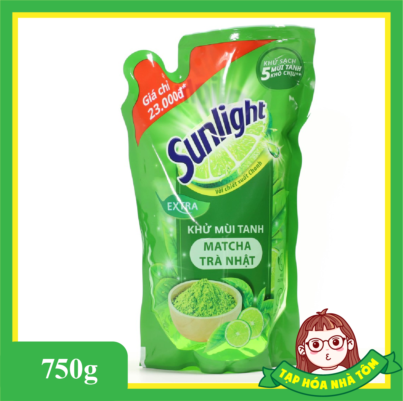 Nước rửa chén Sunlight Matcha Trà xanh Dạng túi 750G
