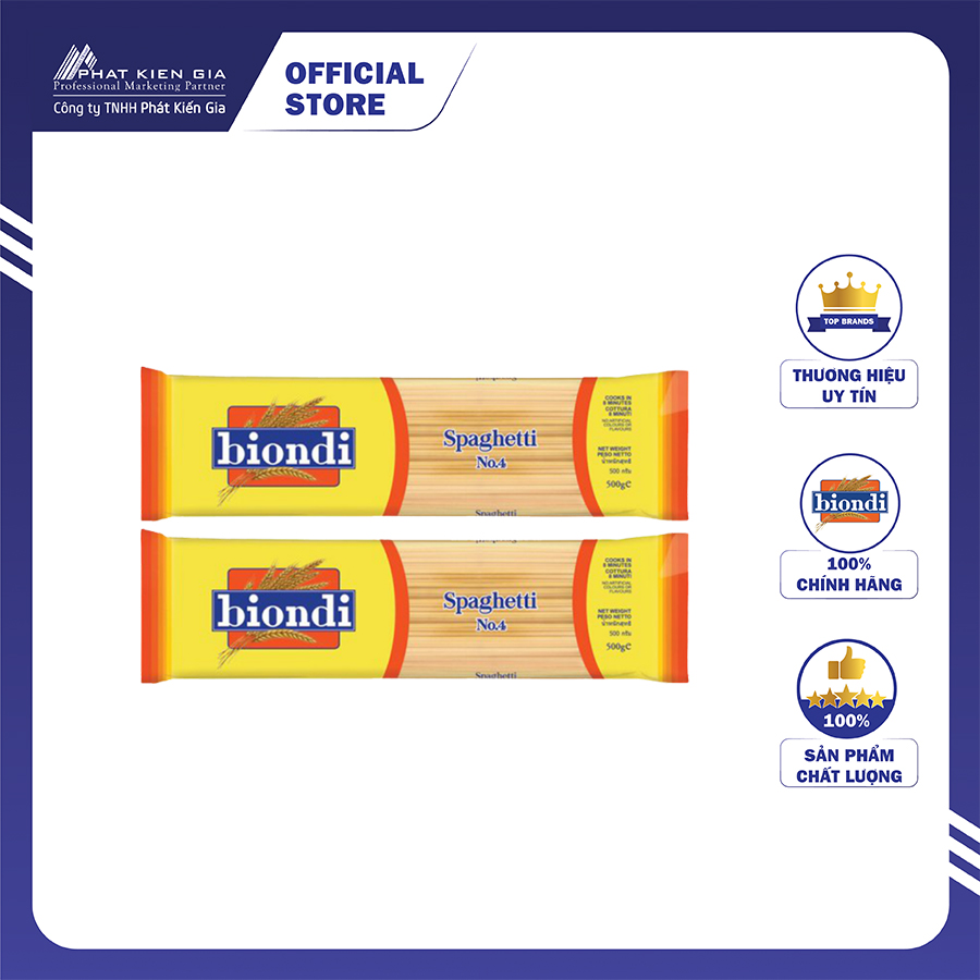COMBO 2 Gói Mì Ý Spaghetti Số 4 Biondi 500g | Biondi Spaghetti No.4 500g