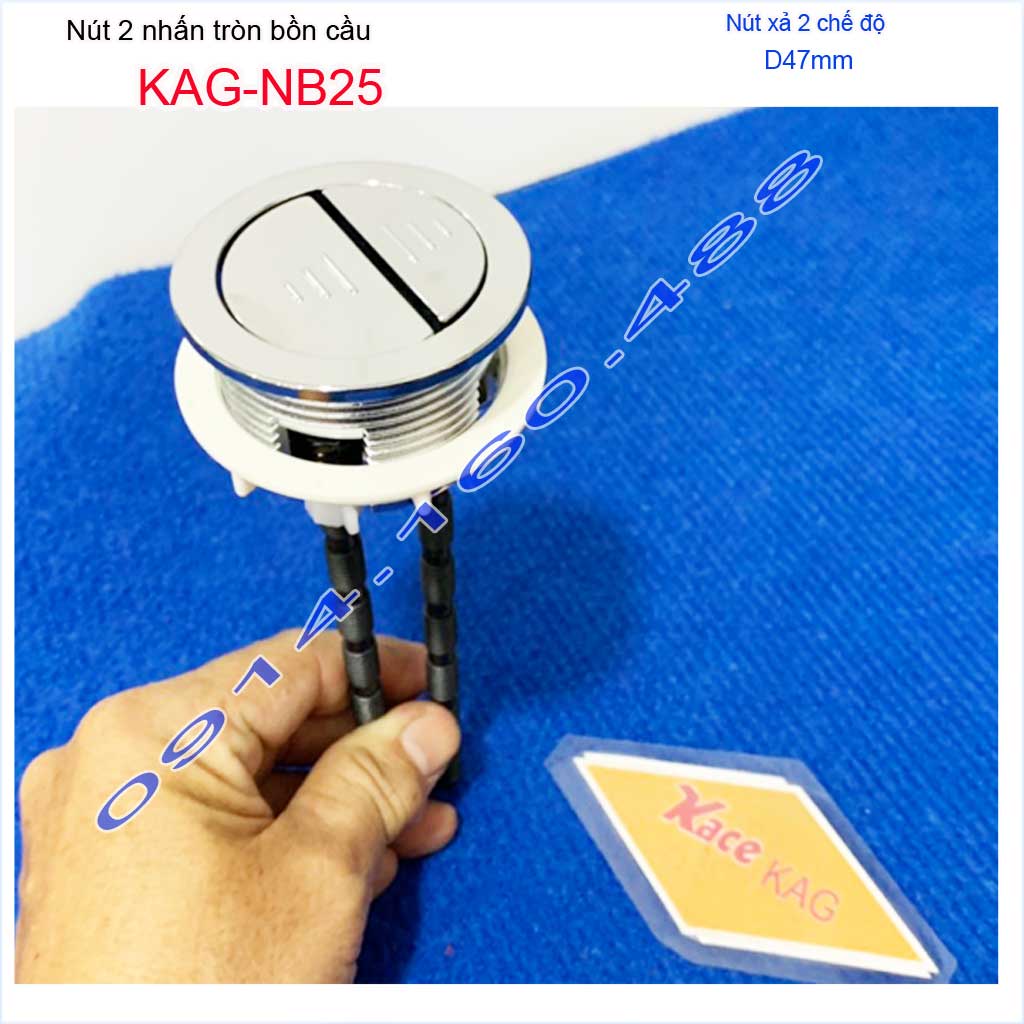 [HCM]Nút nhấn cầu xả 2 nhấn tròn lỗ sứ D4.7-5cm, nút xả cầu KAG-NB25, nút nhấn tròn ấn tay êm màu inox bóng
