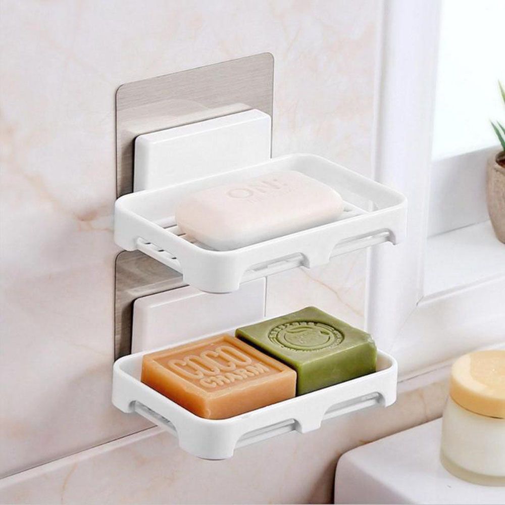 Uijiuha sáng tạo tự dính phòng tắm phụ kiện phòng tắm container kệ gắn tường Đĩa đựng xà phòng Giá đặt xà phòng giá lưu trữ
