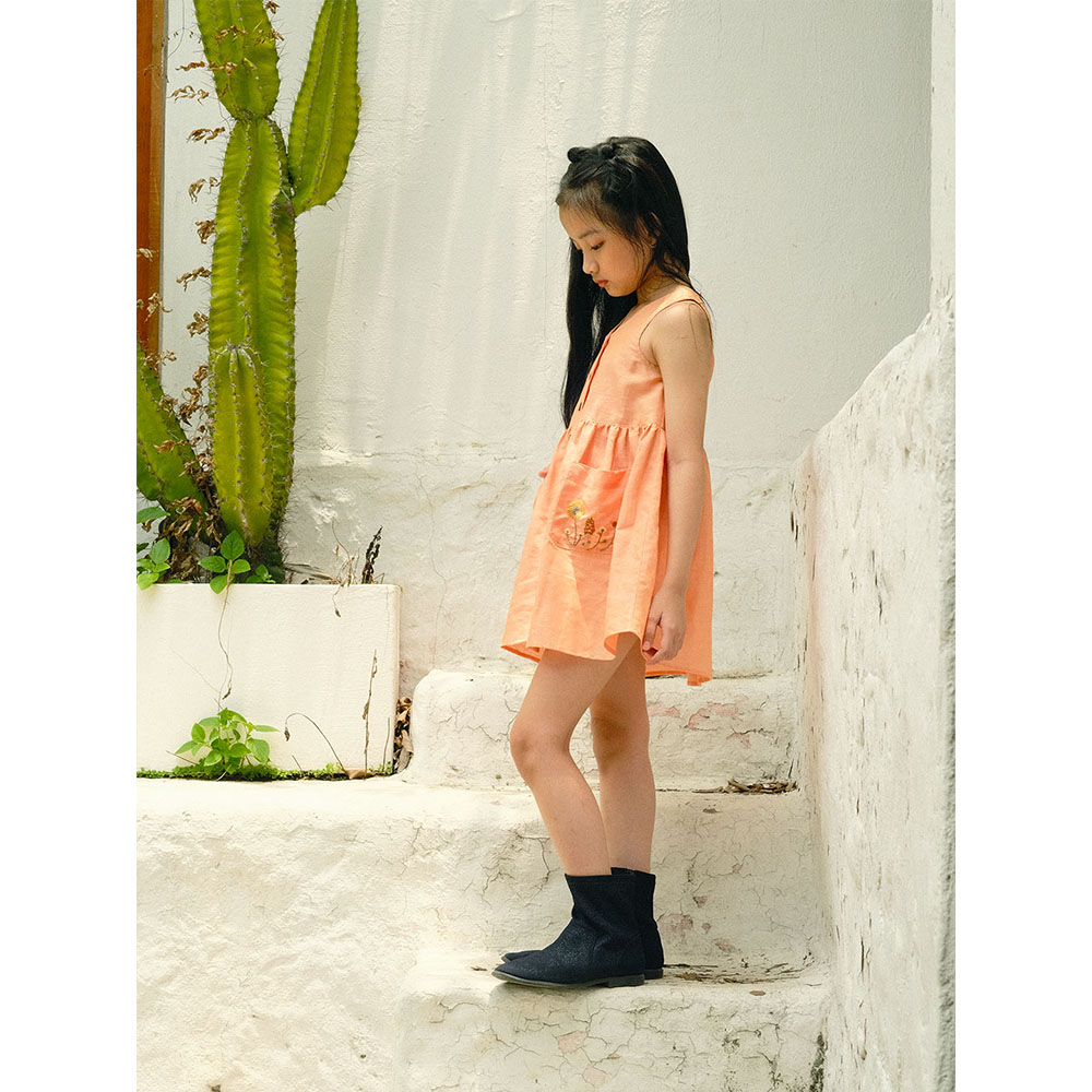 Cutieland - Đầm linen cam thêu