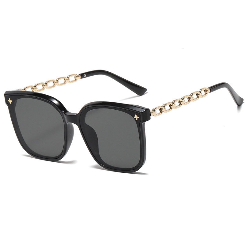 【CAMPOUT】Sunglasses Summer High-end Sunglasses Anti-UV Metal Legs Women's Round Face Slim Sunglasses