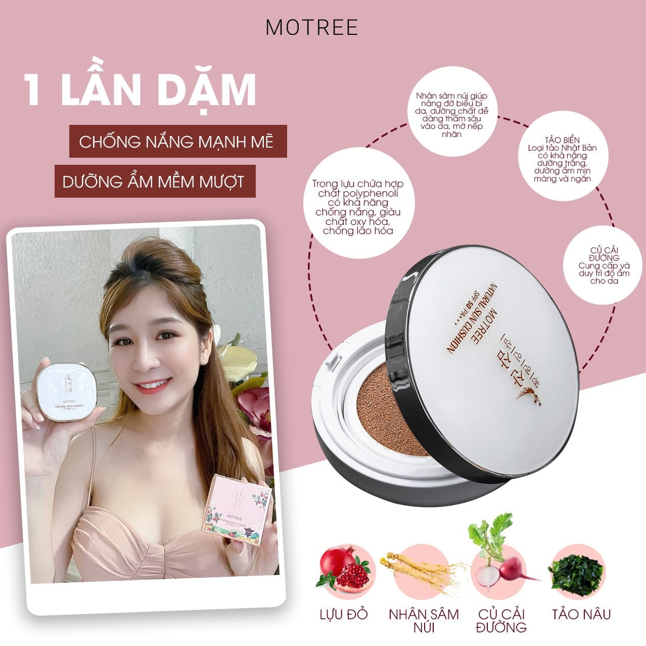 [ THẾ HỆ MỚI ]Phẩn Phủ Cushion Chống Nắng Lựu Sâm Motree