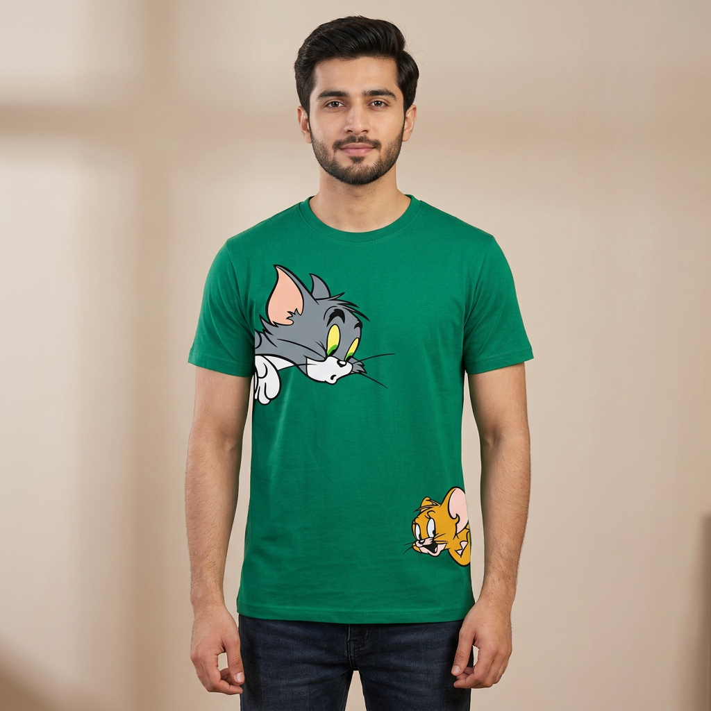 Tom & Jerrry Printed Graphic T-Shirt for Men & Women Cotton Jersey Fabric best for Summers Tee TShirt