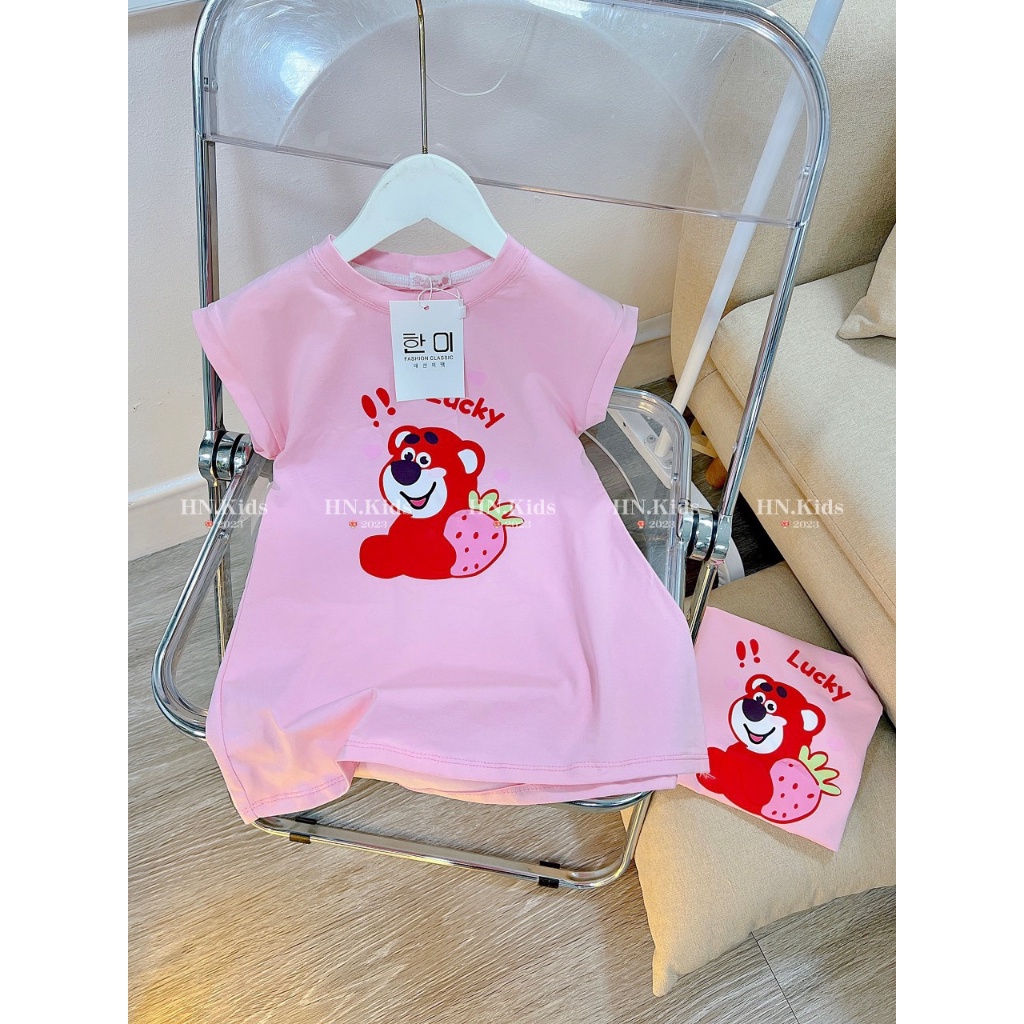 Váy cotton gấu dâu lotso cho bé gái