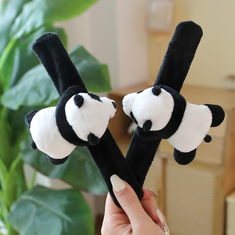 1pc Kawaii Animal Slap Snap Wrap Wristband Bracelet Panda Plush Hand Ring Wristband For Kids Toys Birthday Elegant Present.