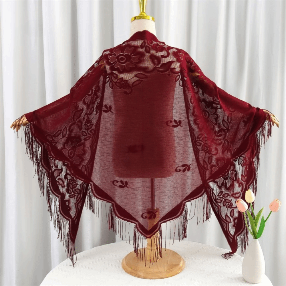 Fashion%20Tassel%20Patchwork%20Tulle%20Scarf%20Hollow%20Solid%20Color%20Lace%20Shawl%20Breathable%20Party%20Accessories%20Triangle%20Scarf%20-%20Image%204
