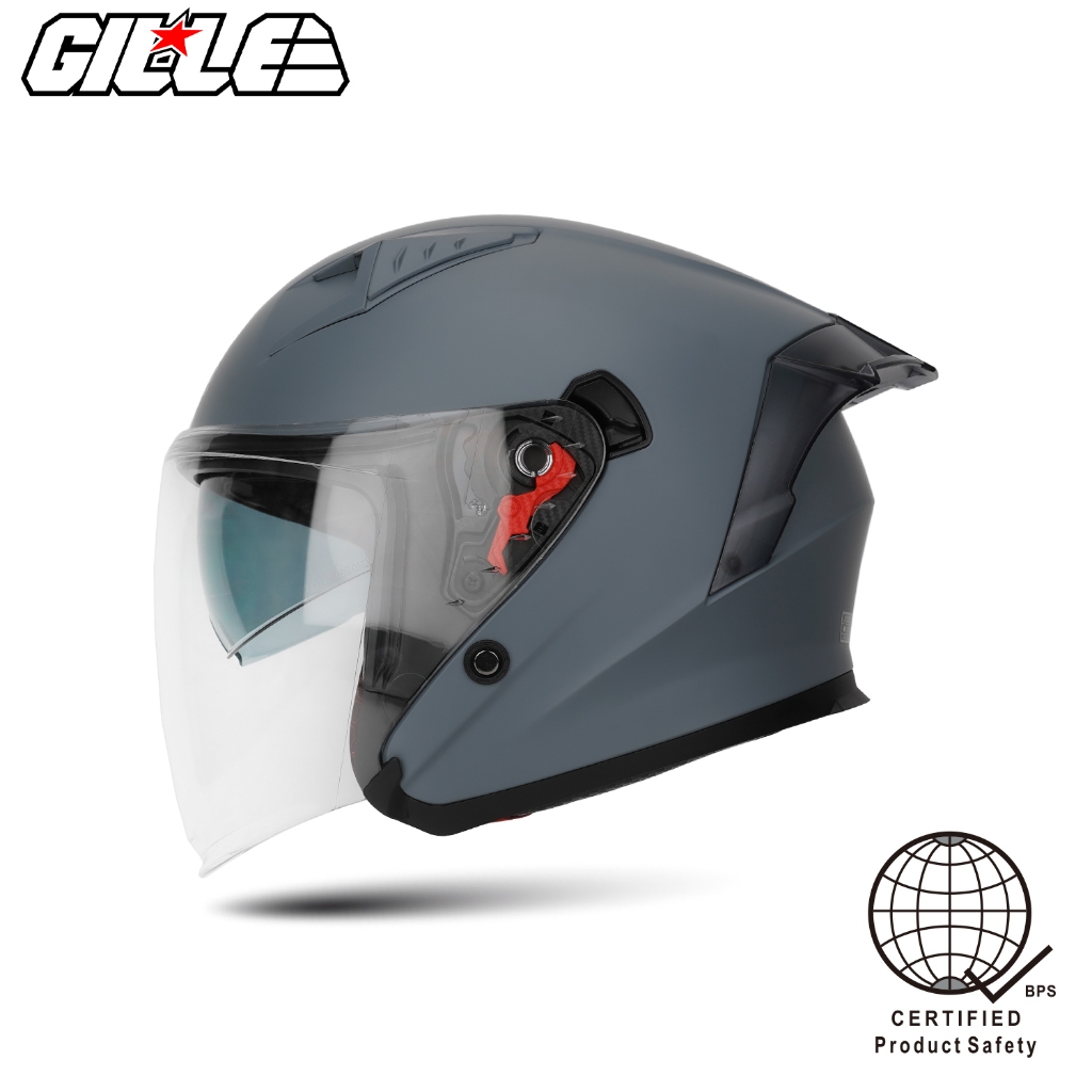 GILLE HELMETS 172 GVRV1 PLAIN Half Face Dual Visor Helmet for