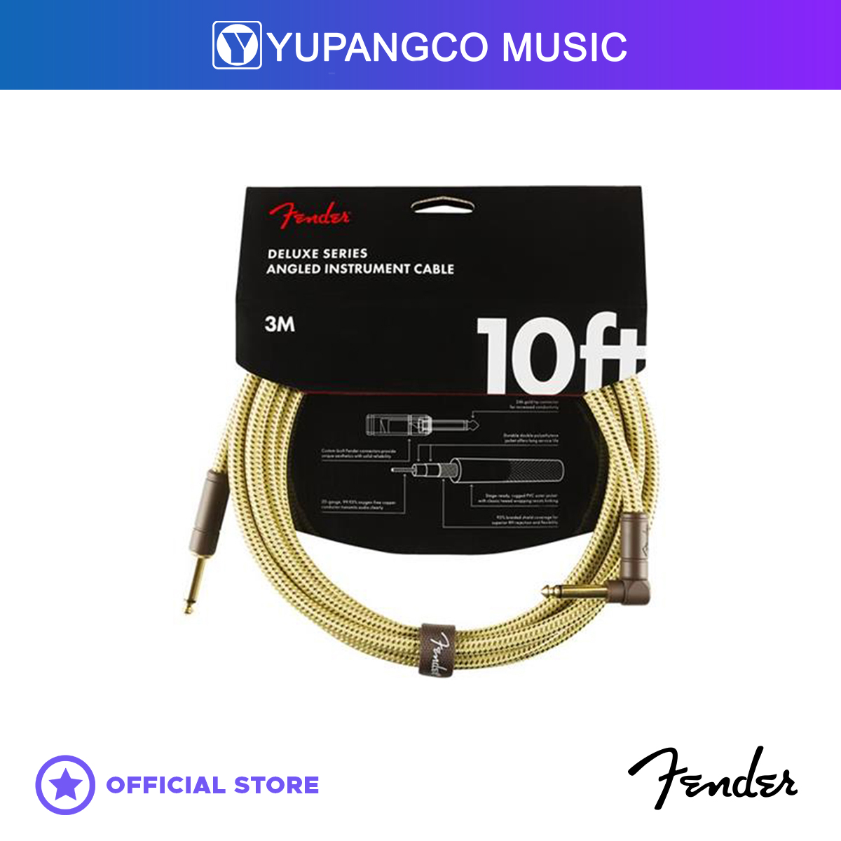 Fender Deluxe 10' Instrument Angled Cable Tweed Lazada PH