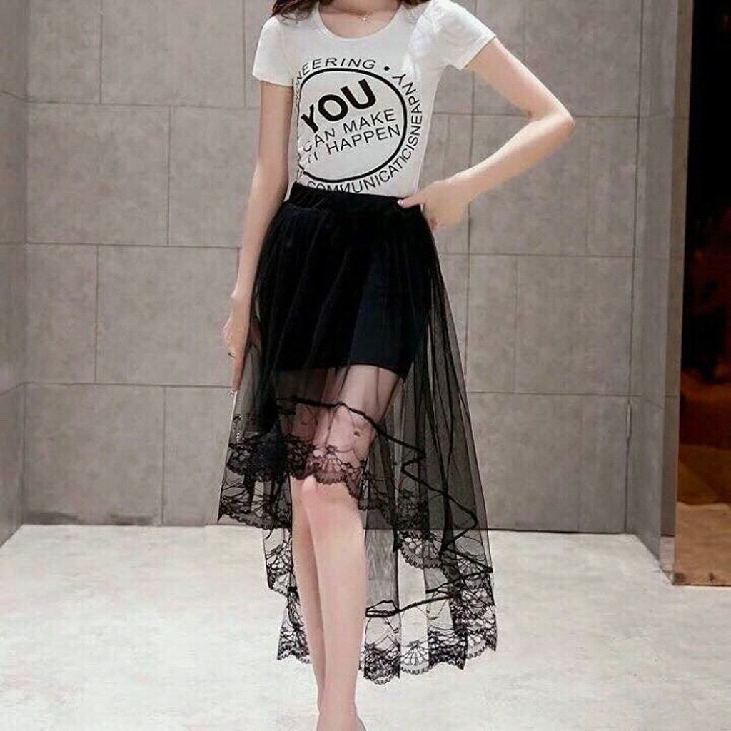 Chân váy ren đuôi cá tiểu thư, nhẹ nhàng