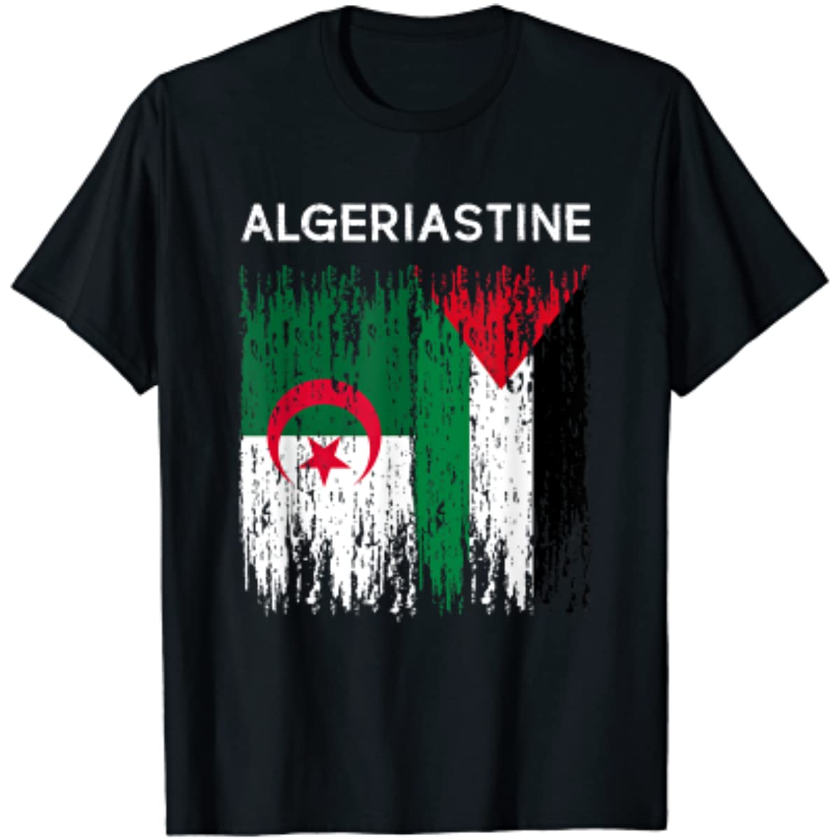 Algerian And Palestinian Flag Algeria And Palestine Unity Men Tshirt Cotton T