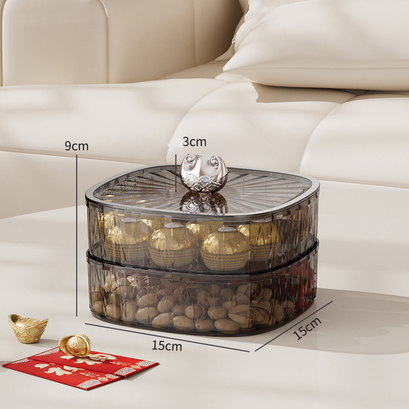 Luxury dry fruit tray, family living room, tea table, candy box, Dim sum, fruit tray, transparent nuts, melon seeds, snack tray