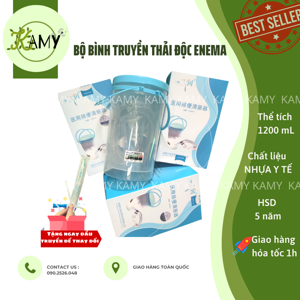 Bình truyền cà phê Enema thải độc đại tràng 1200 mL ( Đã bao gồm 1 đầu dây truyền mềm mại tiêu chuẩn)
