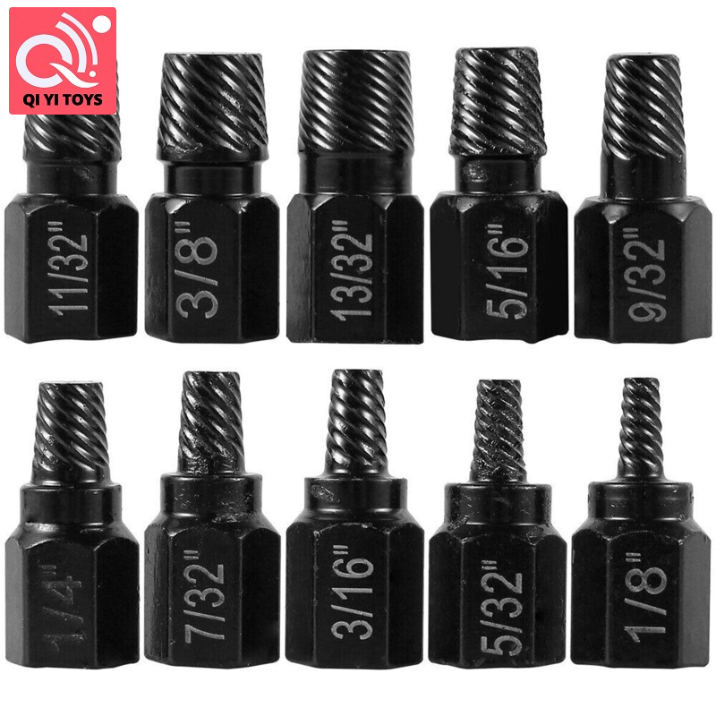 10 Pcs Screw Extractor Set, bolt extractor with Multi tooth, rust-proof High hardness bolt extractor kit for Damaged bolts, pipes and screws