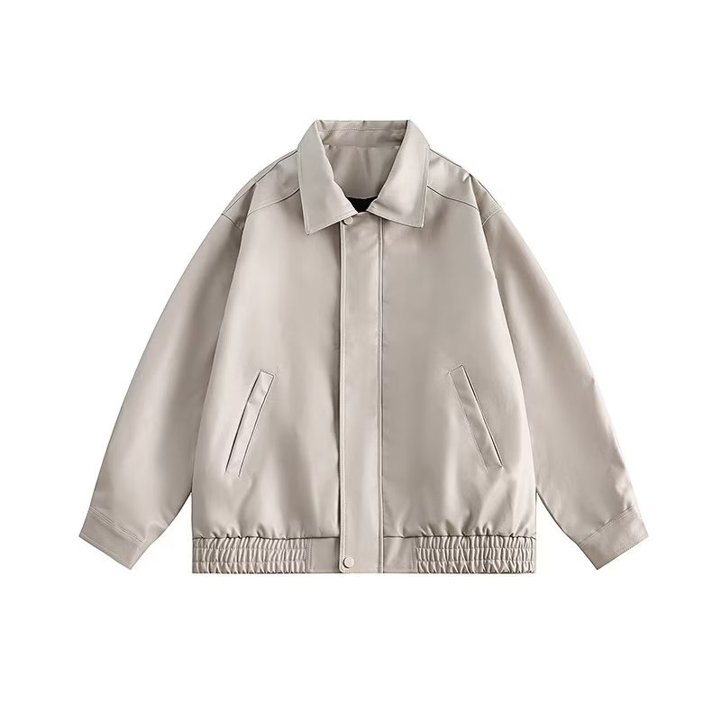SUPEEON丨Men's new solid color leather jacket American vintage loose casual couple leather jacket