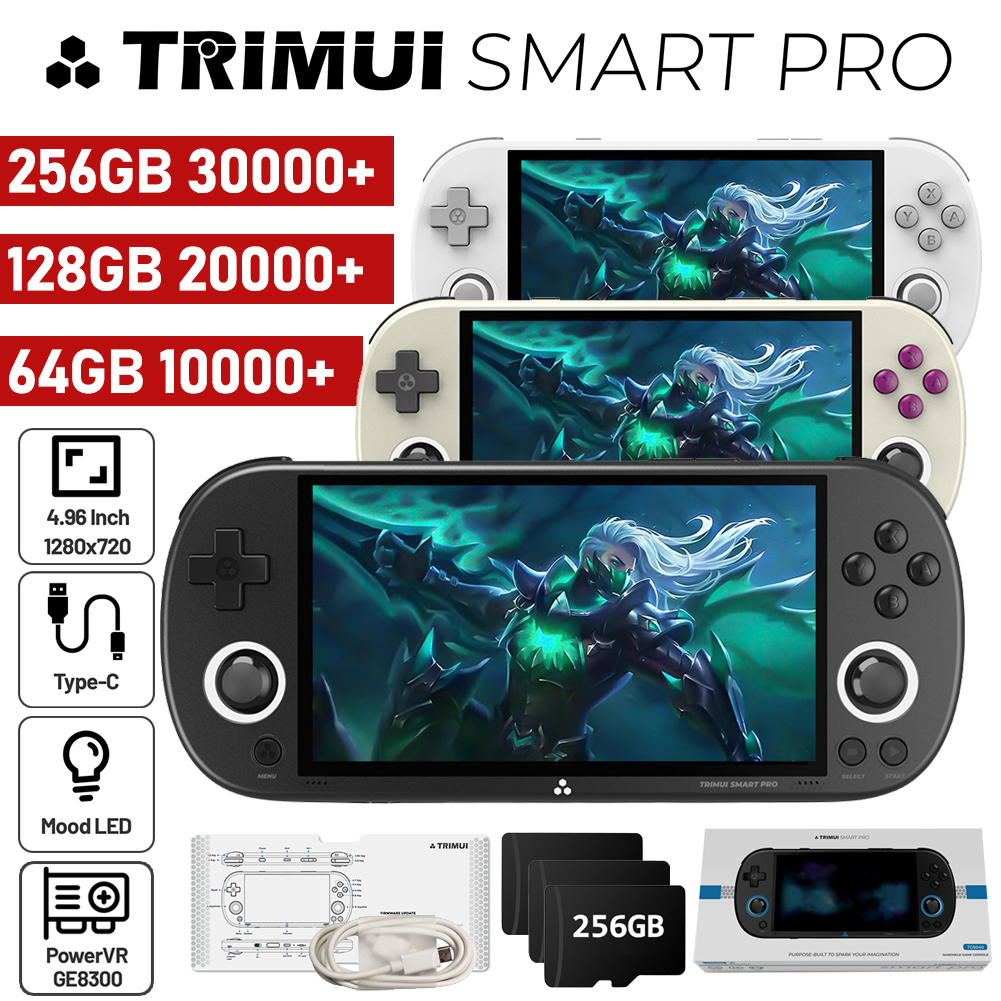 Trimui Smart Pro Handheld Game Console 4.96''IPS Screen Linux System RGB -Option -Case and Film-Option -Case and Film.