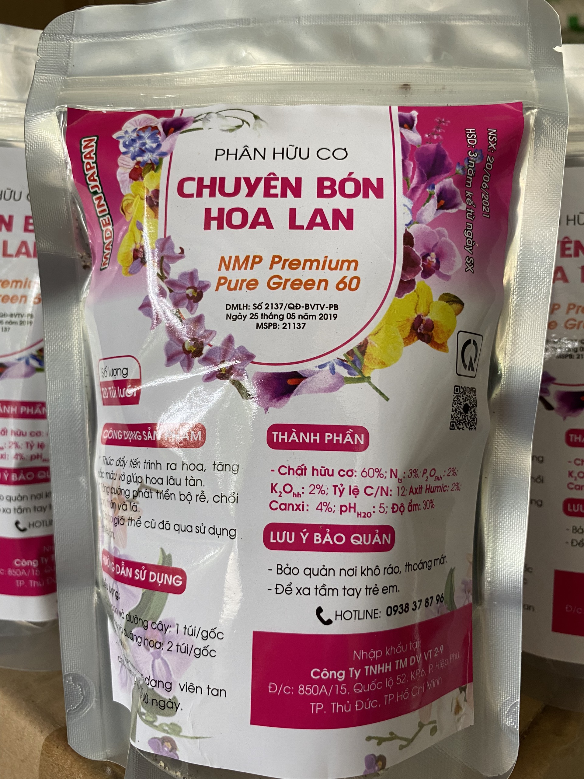 [HCM] Phân hữu cơ NHẬT tan chậm chuyên bón cho HOA LAN (20 túi lưới)