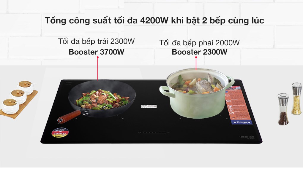 Bếp từ đôi Kocher DI 808GE nhập khẩu Đức