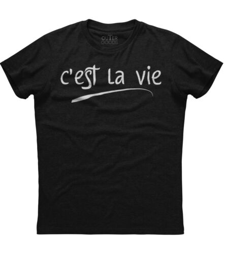 Men's large t-shirt cest la vie french saying graphic mens cotton black tshirt 4xl 5xl 6xl
