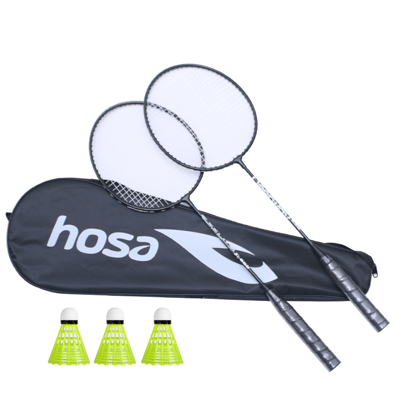 Badminton racket alloy ultralight durable adult training double racket set