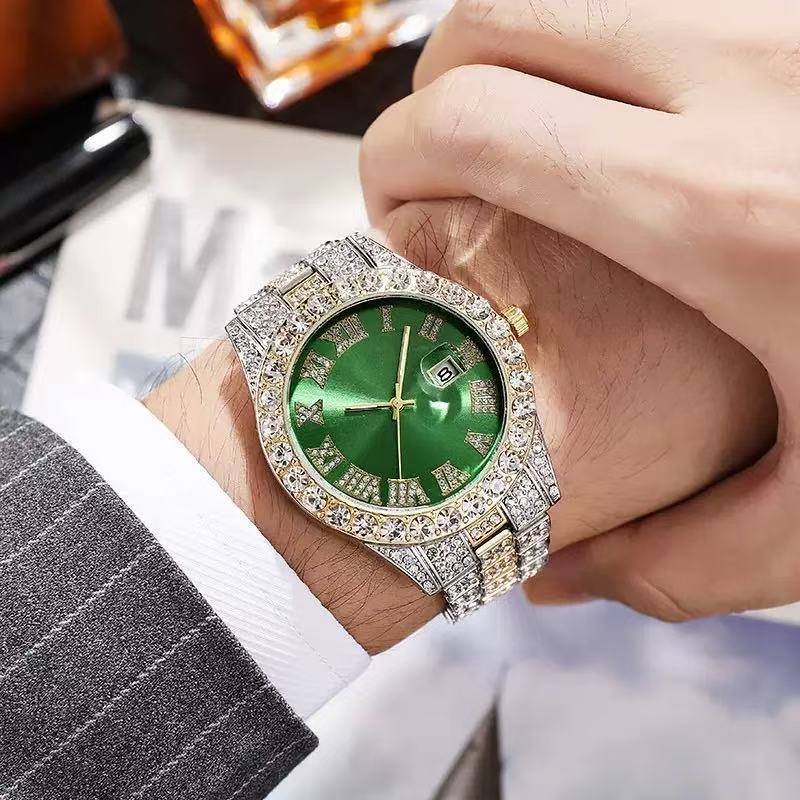 【Exclusive Offer】Unisex Watches - Men's & Women's Steel Strap Hip-Hop Roman Numeral Diamond Studded Calendar Quartz Watches for Students.
