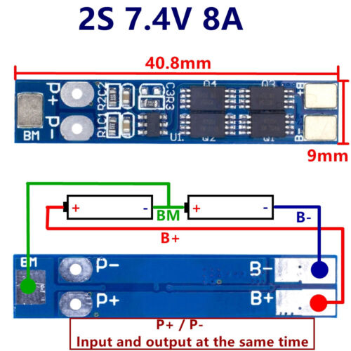 Mạch sạc bảo vệ 2 pin - 2 cell li-ion 18650 2s 7.4v - 8.4v dòng 8a