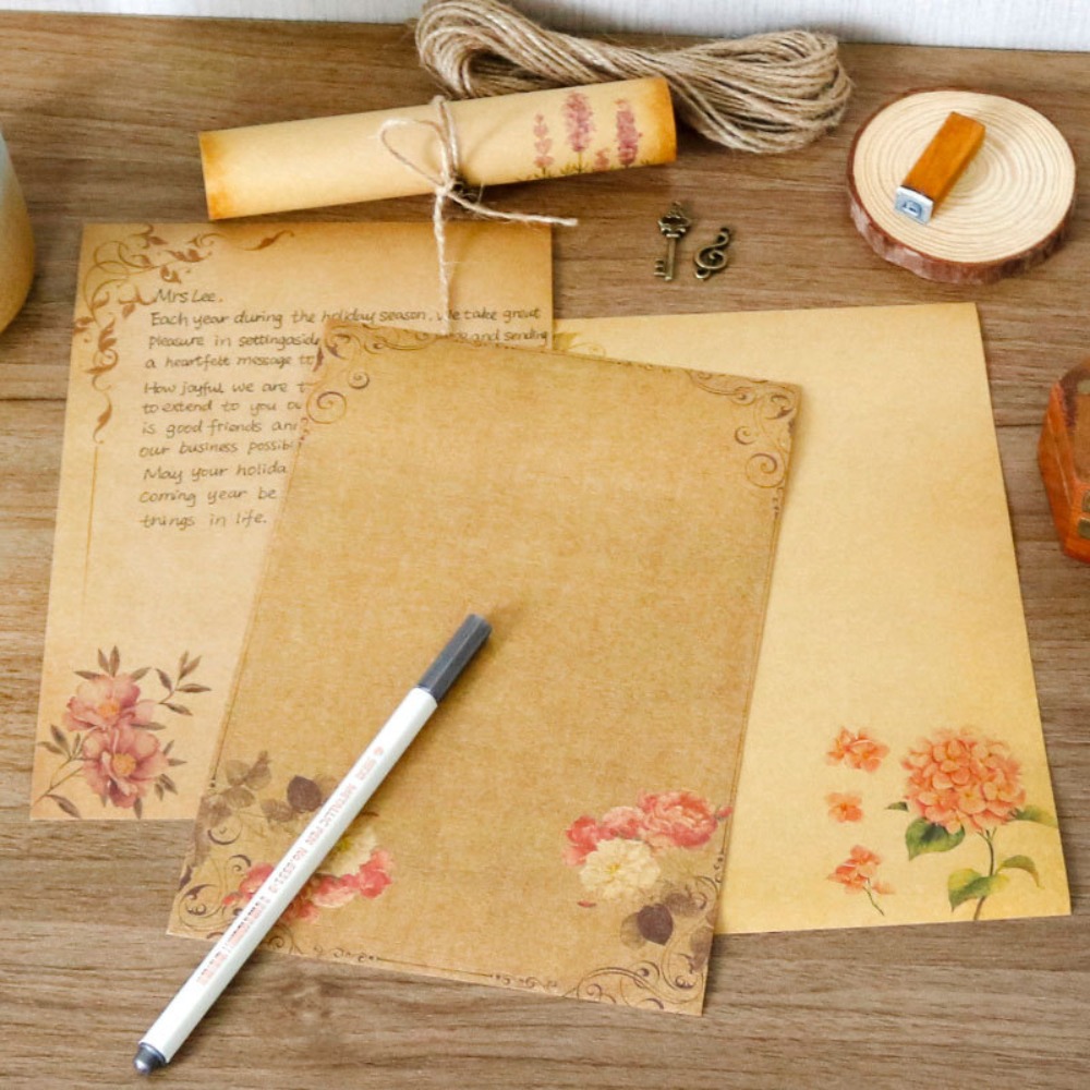 8 Pieces Notes Stationery Paper Kraft Writing Paper Antique Colored ...