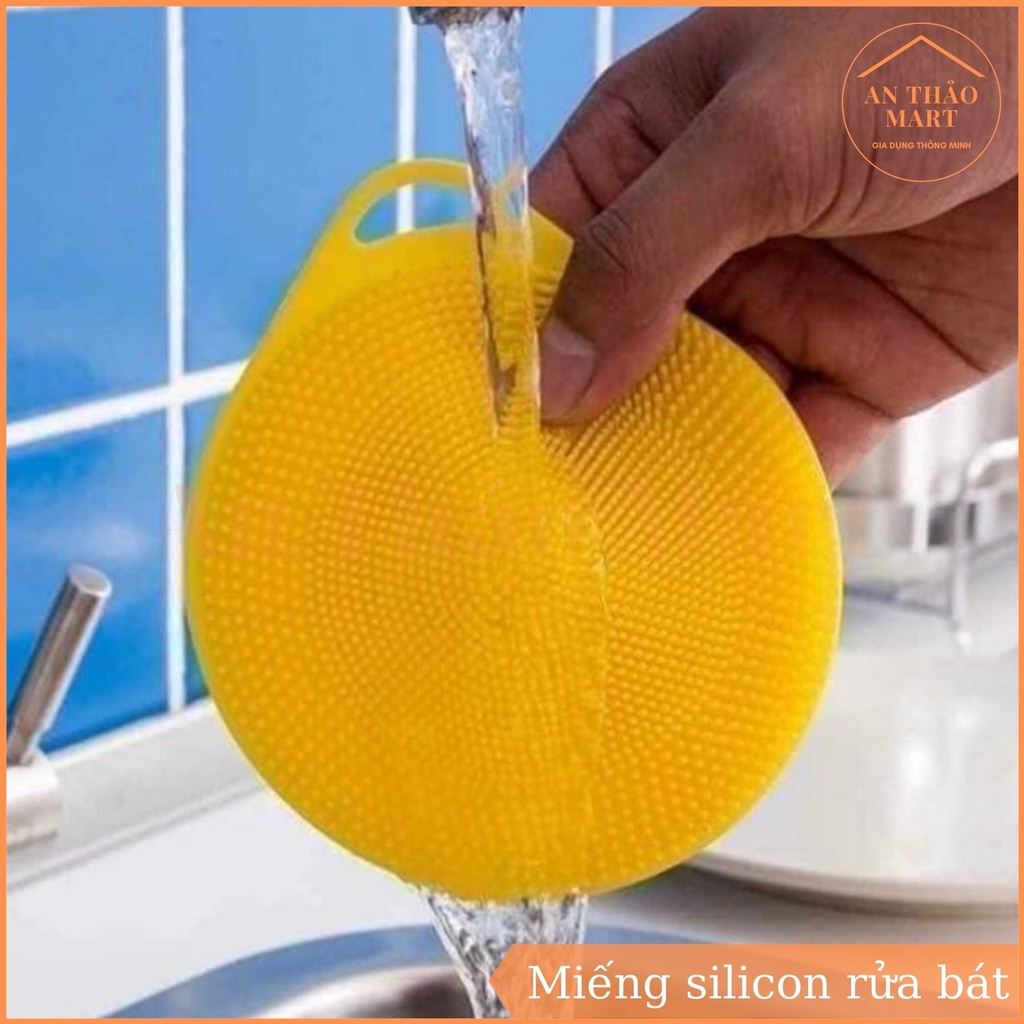 Miếng Rửa Chén / Miếng Silicon Rửa Bát Có Móc Treo Tiện Dụng