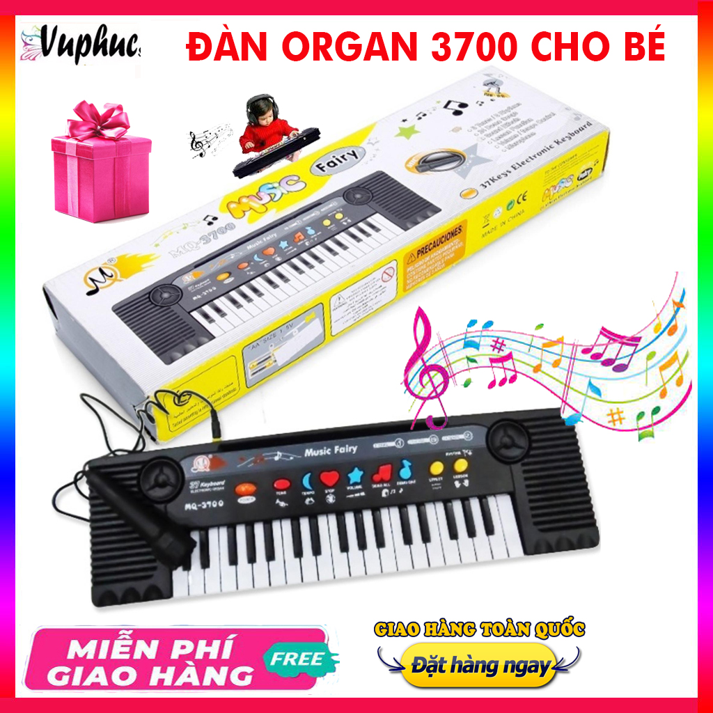 TẶNG PIN  Đồ Chơi - Đàn organ MQ 3700 có tặng kèm mic cho bé vừa đàn vừa thumbnail