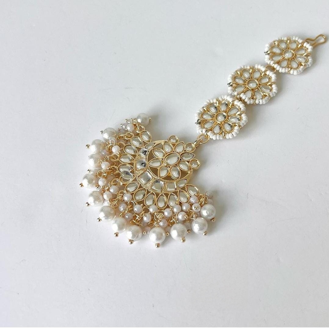 Indian White Kundan Tikli Japta for Women
