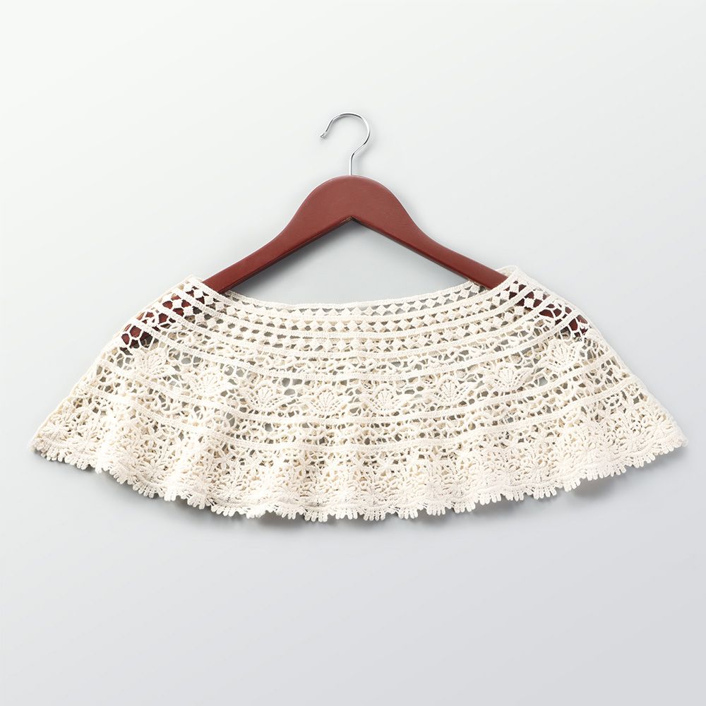 EWELLBE Women Accessories Tassel Sun Protection Hollow Out Lace Waistcoat Fake Collar Crochet Knit Cape Shawl Poncho
