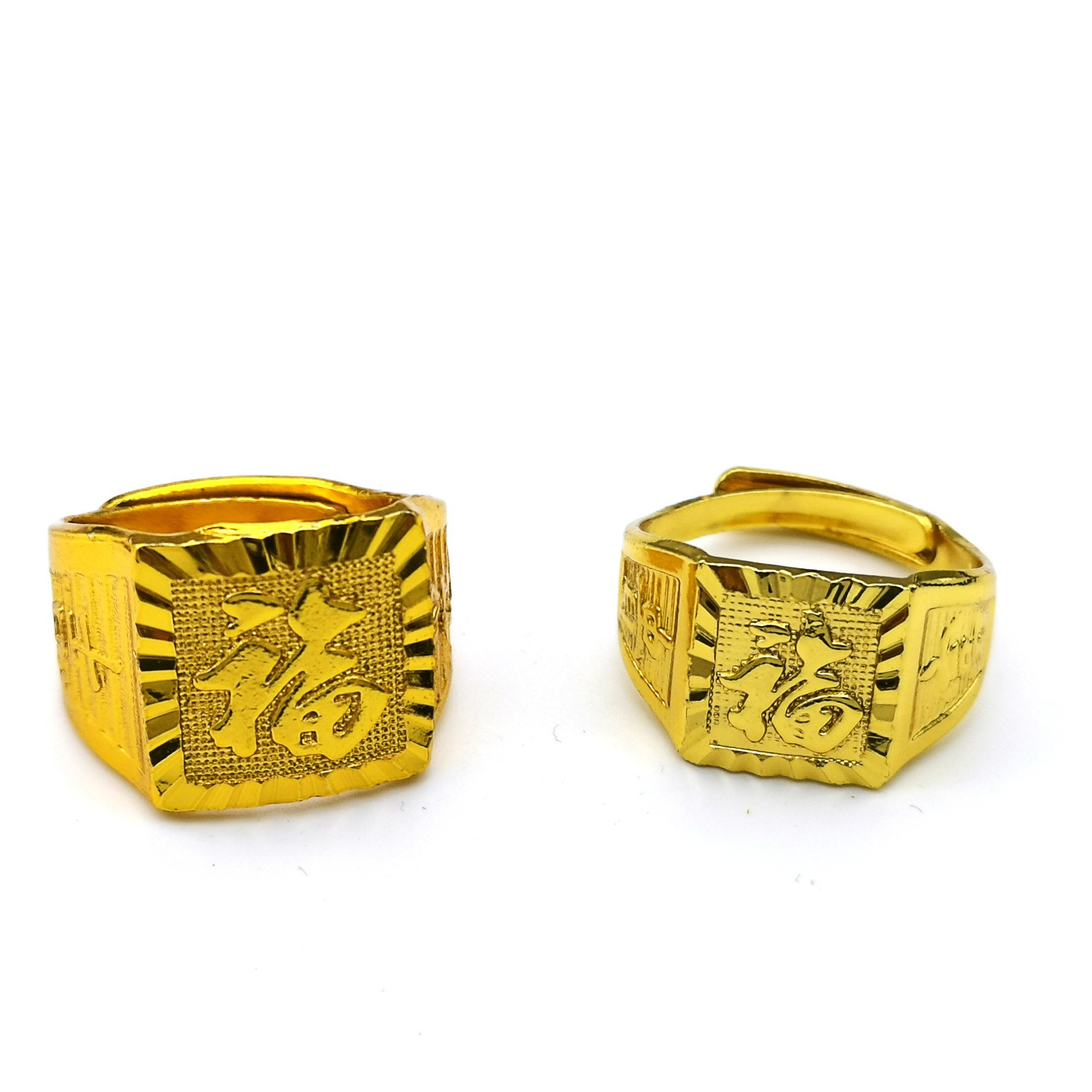 Rich Men Rings Inverted Mold Opening Men's Ring Gold Plated Men's Square Ring Rich and ...